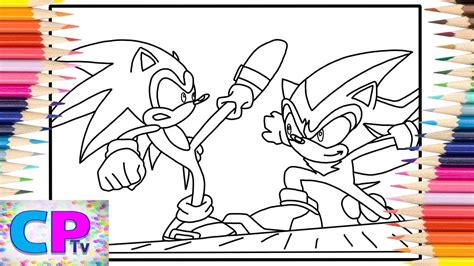 Sonic And Shadow Fighting Coloring Pages