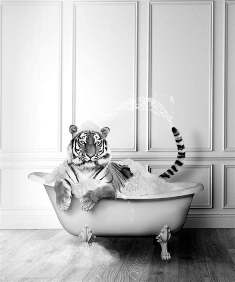 Majestic Tiger in Tub Printable Wall Art Tiger Photo Tiger Art Bathroom Art Print Digital ...