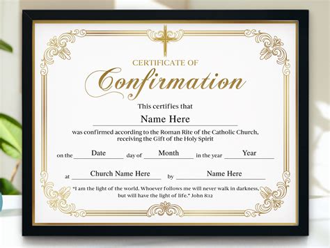 Confirmation Certificate Template, Catholic Confirmation Certificate ...