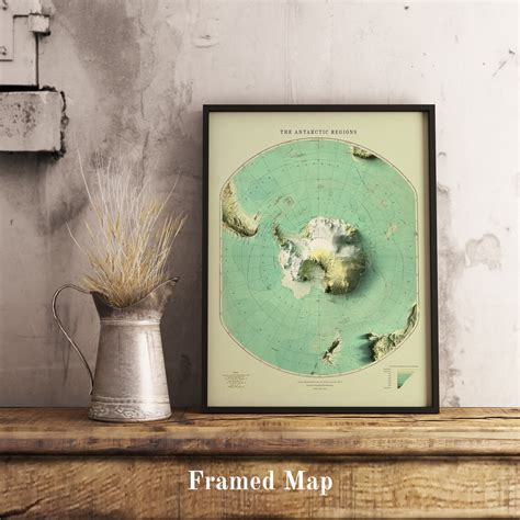 Antarctica Map Antartica 2D Relief Map Antarctica Vintage - Etsy