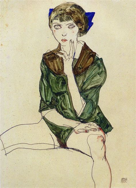 Sitting Woman In A Green Blouse 1913 Painting by Egon Schiele - Fine Art America