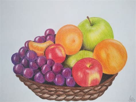 Fruit bowl drawing | Fruit bowl drawing, Fruit basket drawing, Fruit ...