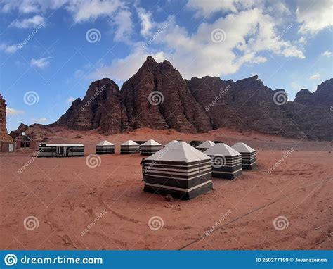 Jordan Bedouin Camp stock image. Image of wadi, terrain - 260277199