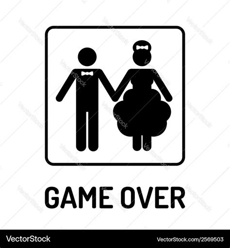 Cartoon Funny Wedding Symbol - Game Over Vector Image