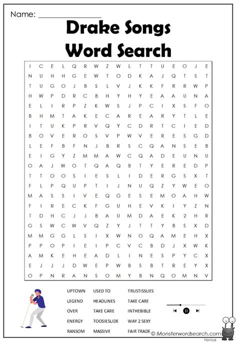 drake songs word search - Monster Word Search