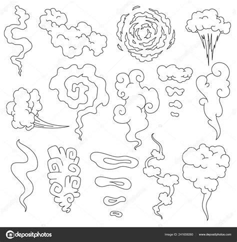 Bad smell. Smoke line clouds. Steam smoke clouds of cigarettes or expired old food vector ...