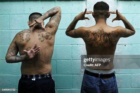 Members of the 18th street gang pose for a picture in the... News Photo ...