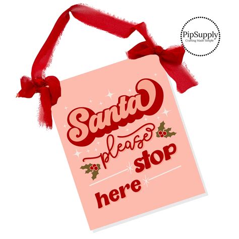 Santa Christmas Faux Leather Sign - Santa Stop Faux Leather Sign - Christmas Faux Leather Roll ...