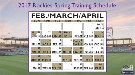 2017 Rockies Spring Training Schedule : ColoradoRockies