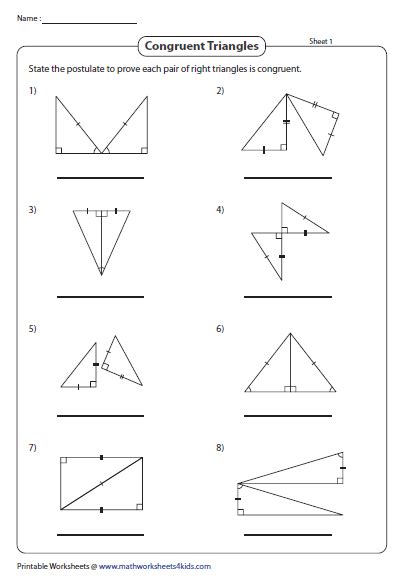 Triangle Congruence Postulates Worksheet