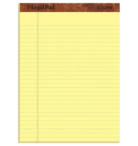 TOPS The Legal Pad Writing Pads, 8-1/2" x 11-3/4", Canary Paper, Legal ...