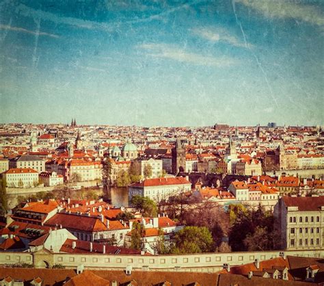 Premium Photo | Aerial view of prague from prague castle