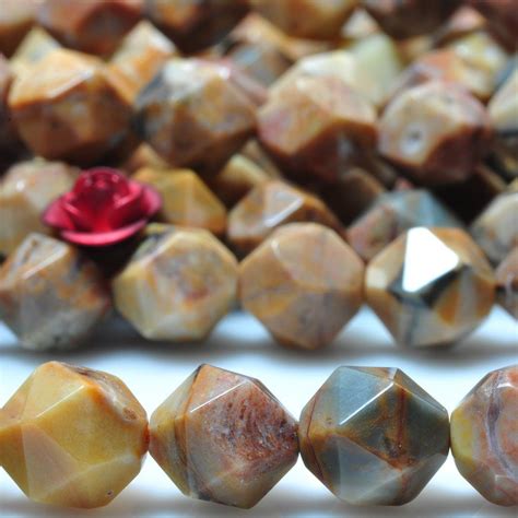 YesBeads Natural Venus Jasper star cut faceted nugget beads gemstone ...