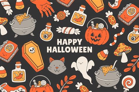 Fondo de Halloween Dibujado a mano | Vector Gratis