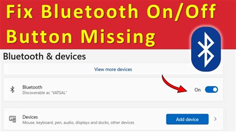 Bluetooth On Off Button Missing Windows 11 | Bluetooth Not Working ...