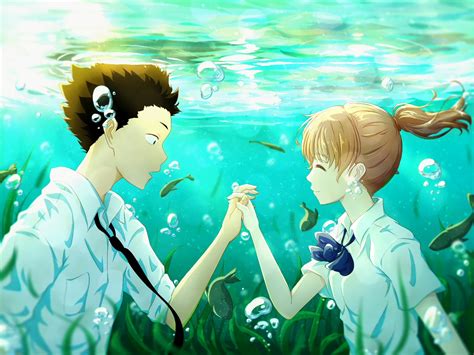 A Silent Voice HD Wallpaper: Shouya & Shouko Underwater Moment by ヤト