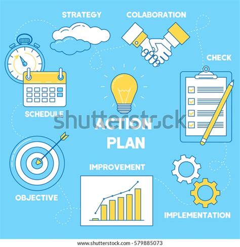 Action Plan Illustration Line Design Strategy Stock Vector (Royalty ...