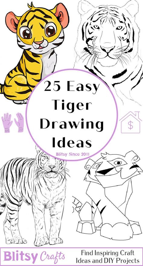 25 Easy Tiger Drawing Ideas - How to Draw a Tiger - Blitsy