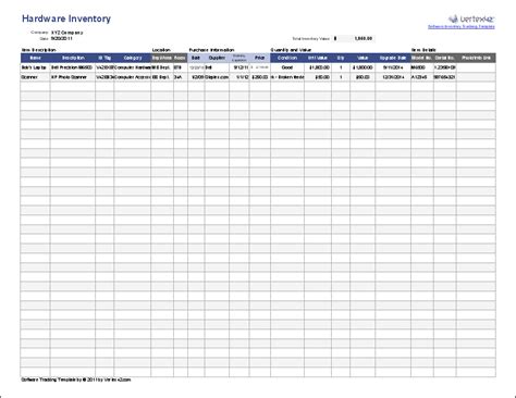 Free Software Inventory Tracking Template for Excel