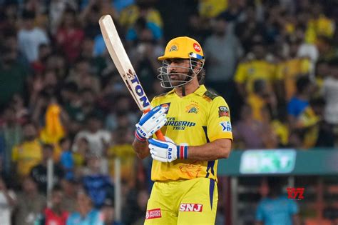 Ahmedabad : Chennai Super Kings' captain MS Dhoni during the IPL 2023 ...