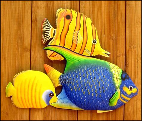 TROPICAL FISH Metal Wall Art Hand Painted Metal Wall | Etsy