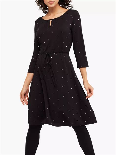 White Stuff Ditsy Spot Jersey Dress, Charcoal at John Lewis & Partners