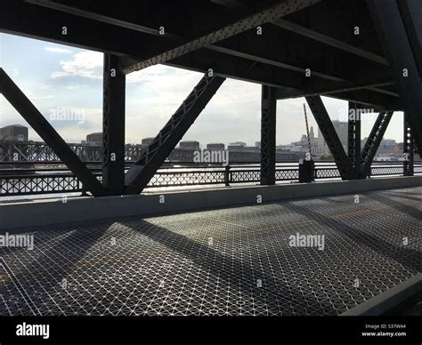 Lower deck of Government/Arsenal Bridge across the Mississippi River linking Rock Island, IL ...