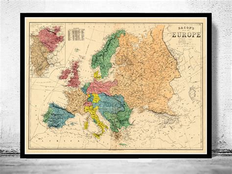 Old Europe Map 1870 - VINTAGE MAPS AND PRINTS