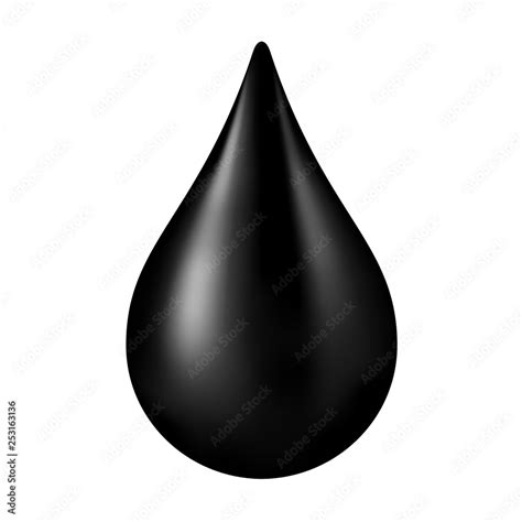 black crude oil drop isolated on white background, icon of drop of crude oil or petroleum, black ...