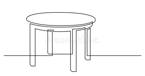 Continuous Line Drawing of Wood Round Table Stock Vector - Illustration of business, creative ...