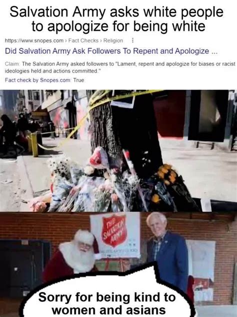 Salvation Army asks white people to apologize for being white snope com Did Salvation Amy Ask ...