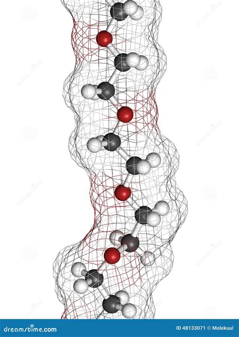 Polyethylene Glycol 10.000 (PEG 10.000) Molecule, Chemical Structure - Linear Fragment (detail ...