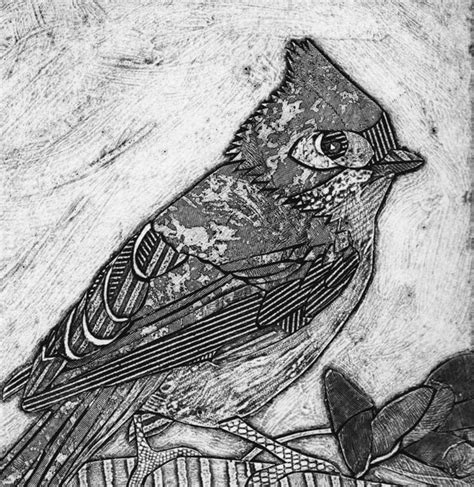 Bonnie Murray Prints: Tufted Titmouse #1 (Collagraph of Small Bird)