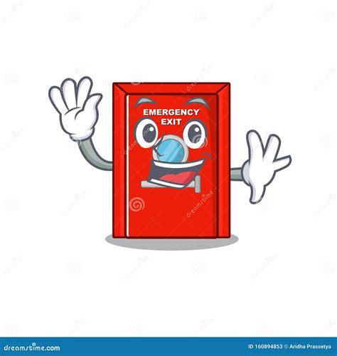 Waving Emergency Exit Door Isolated the Cartoon Stock Vector - Illustration of human, fire ...