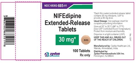 Nifedipine Extended-Release Tablets - FDA prescribing information, side effects and uses