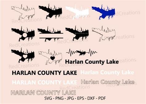 Harlan County Lake Svg Bundle, Map, Love Graphic by RedCreations ...