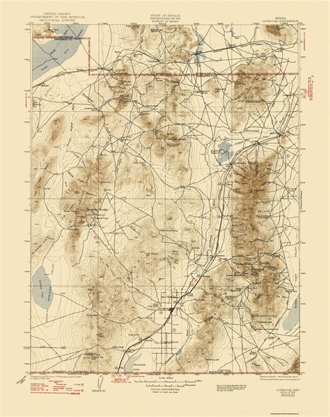 Topo Map - Lovelock Nevada Quad - USGS 1935 - 23 x 29.13 - Matte Canvas ...