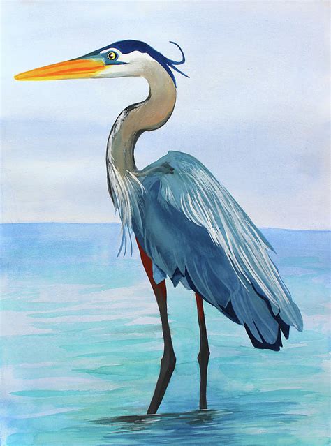 Great Blue Heron Painting by Aria La Faye - Pixels