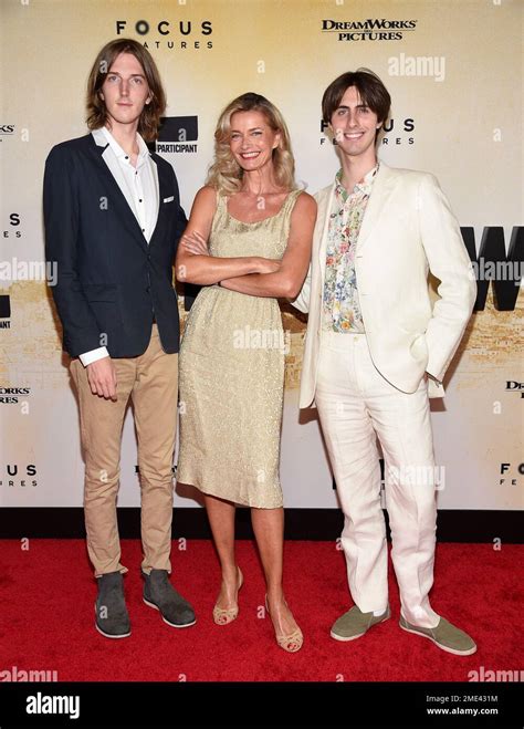 Model Paulina Porizkova, center, poses with her sons Oliver Ocasek ...