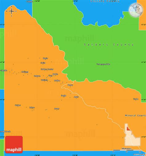 Political Simple Map of Shoshone County