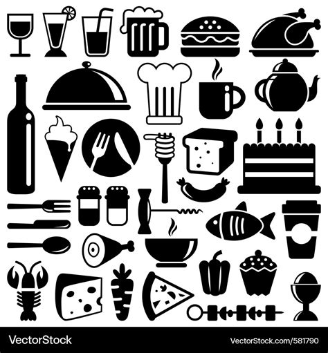 Food icons Royalty Free Vector Image - VectorStock