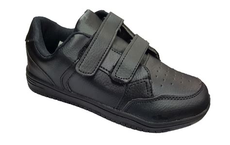 BNIB CHILDRENS BOYS SMART BACK TO SCHOOL PLAIN BLACK VELCRO SHOES UK SIZE 10-6.5