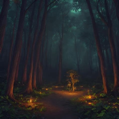 Premium AI Image | Night view in a forest