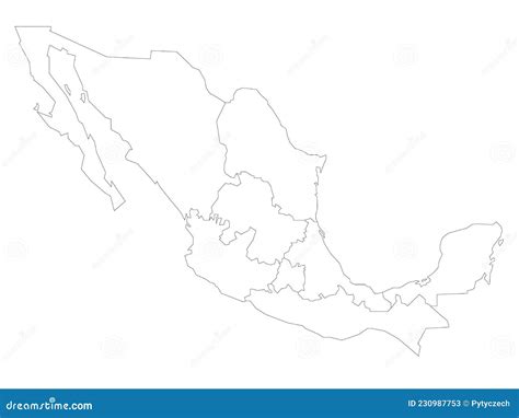 Mexico - map of regions stock vector. Illustration of vector - 230987753