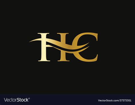 Initial gold letter hc logo design hc logo design Vector Image