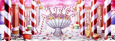 Kingdom of Sweets Candy Bowl Scenic Backdrop by Kenmark Backdrops