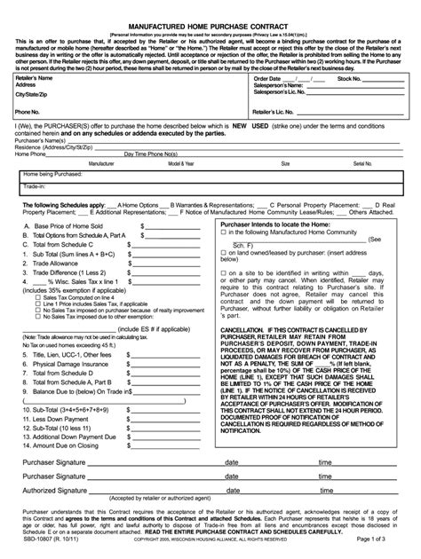 Mobile Home Purchase Agreement Template - Sfiveband.com