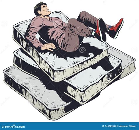 Man Falls on Soft Mattresses. Stock Illustration Stock Vector - Illustration of human, character ...