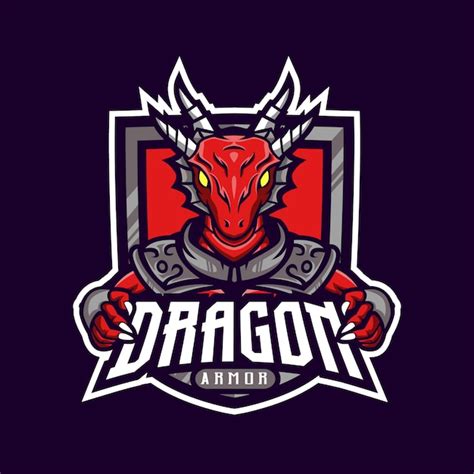 Premium Vector | Red dragon mascot logo gaming armored