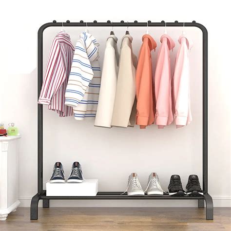 Simple fashion Clothes rack Outdoor balcony storage Shelf stainless steel hanger Single rod ...